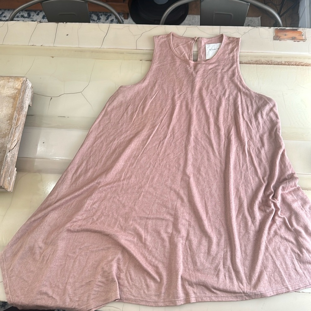 By Together You & I Pink Brown Boho Minimalist A-Line Asymmetrical Dress Size XL